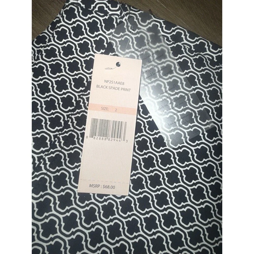 NWT Nanette Lepore Black Spade Print Comfort Pull On Cropped Pant Size 2 NEW $68
